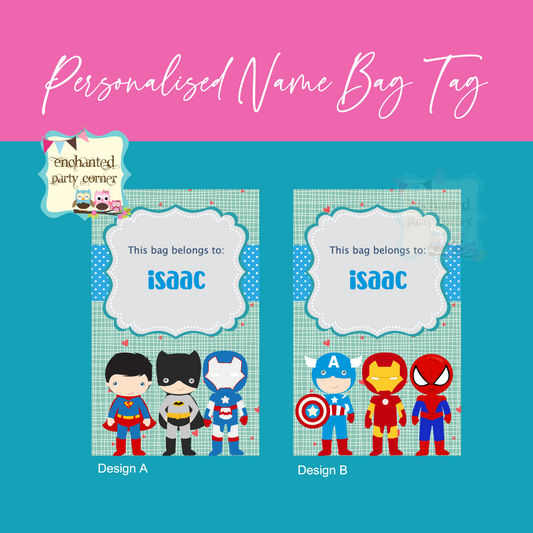 Personalised Gift Name Bag Tag - Super Heroes (Inspired)