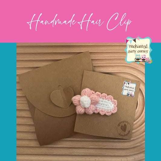 Handmade Crochet Puff Flower Hair Clip Gifts for girls