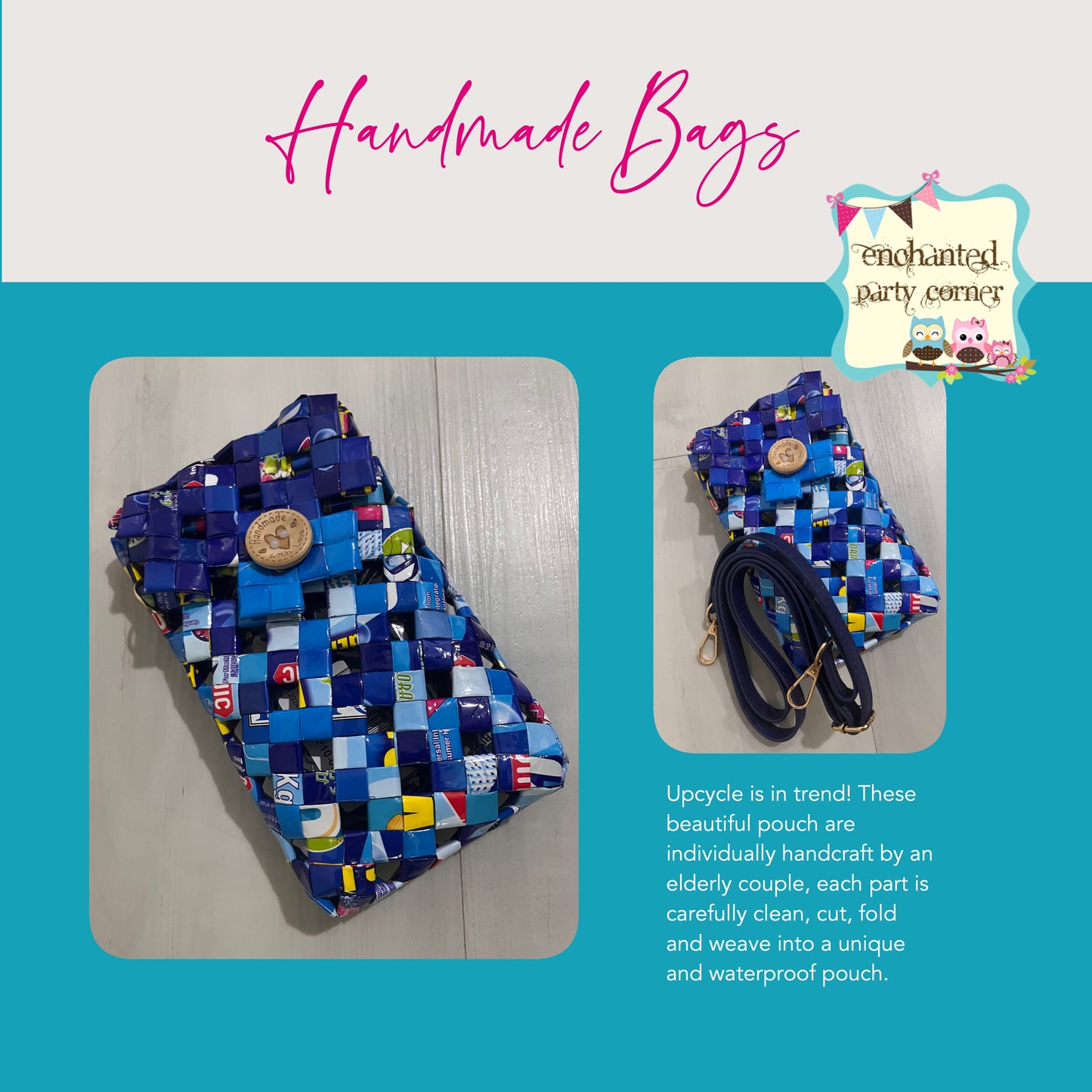 Handmade Sling Pouch (Blue)