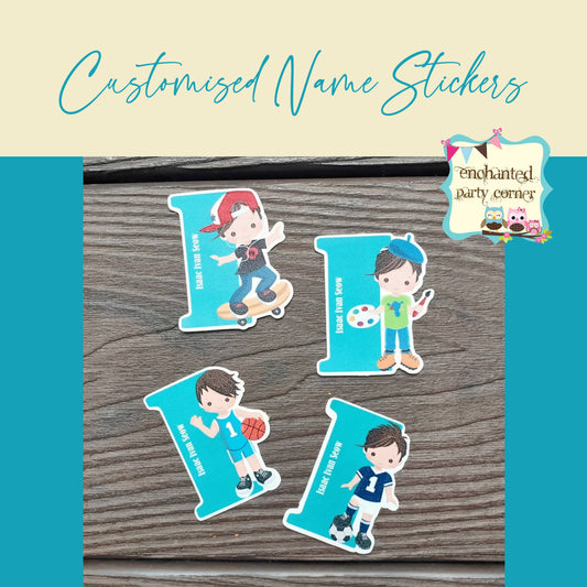 Customised Alpha Name Stickers For Boys