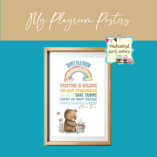 My Playroom Posters - Teddy Bear Boy Design