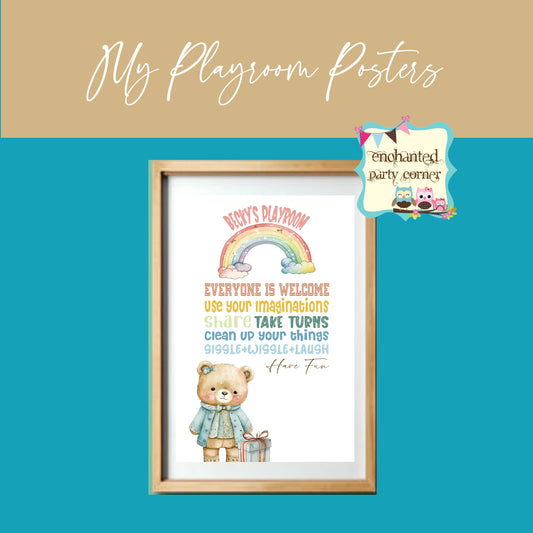 My Playroom Posters - Teddy Bear Girl Design