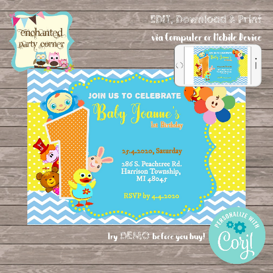 Baby First Birthday Digital Birthday Invitation Card