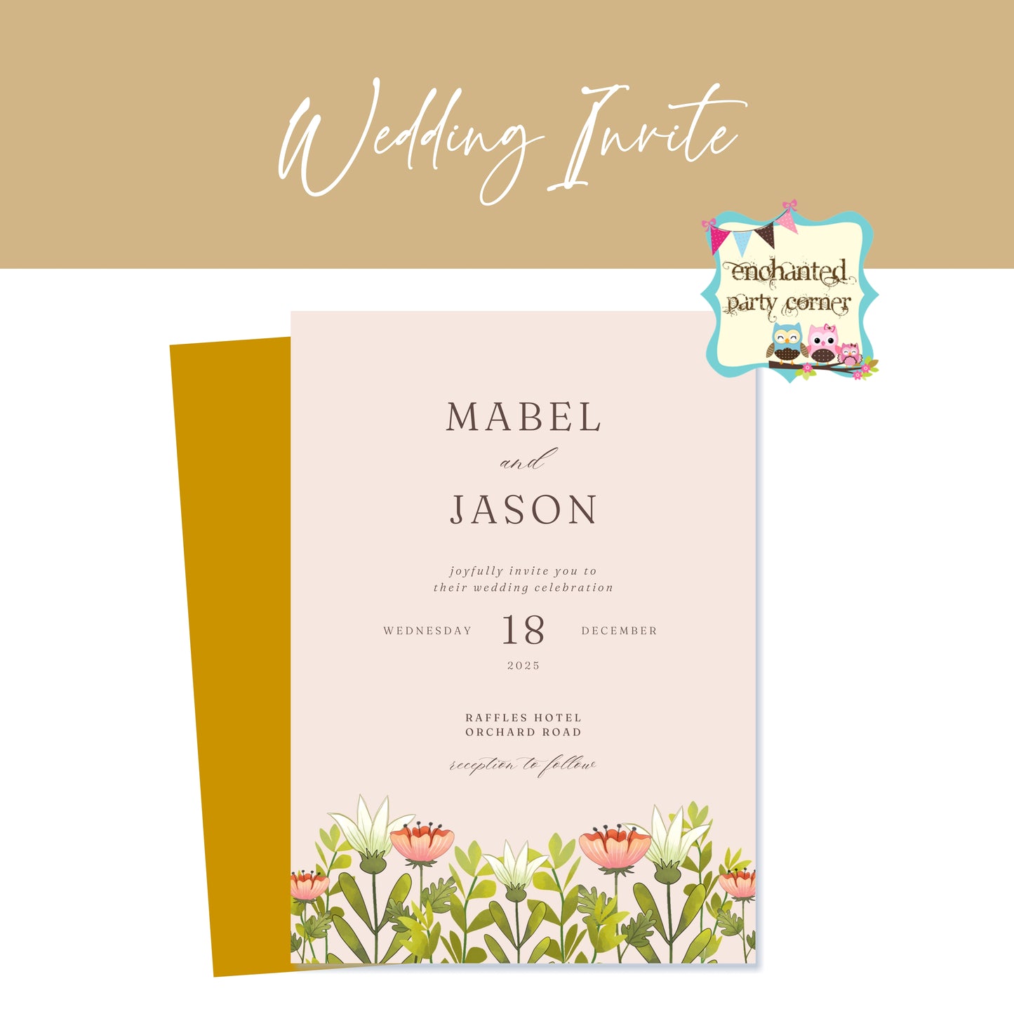 Floral Digital Wedding Invite - Floral A