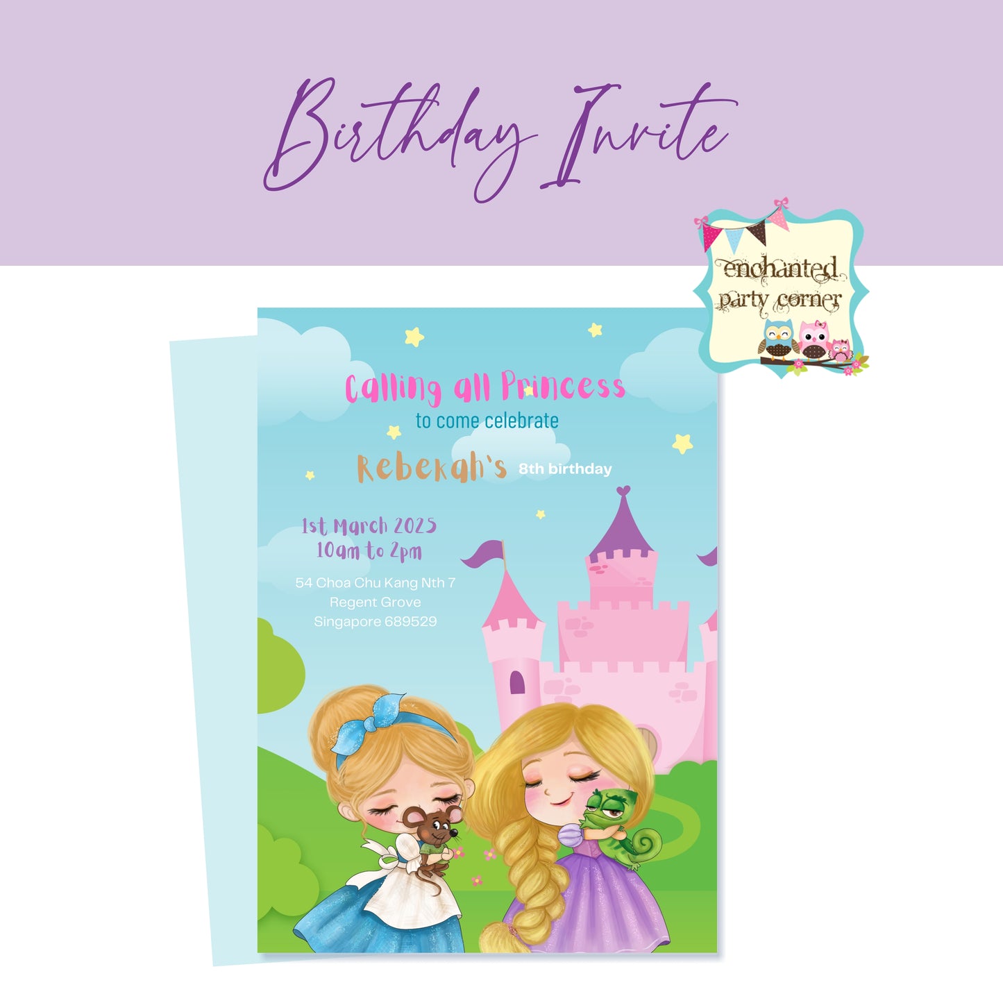 Calling All Princess (Design D) Digital Birthday Invite - Girl