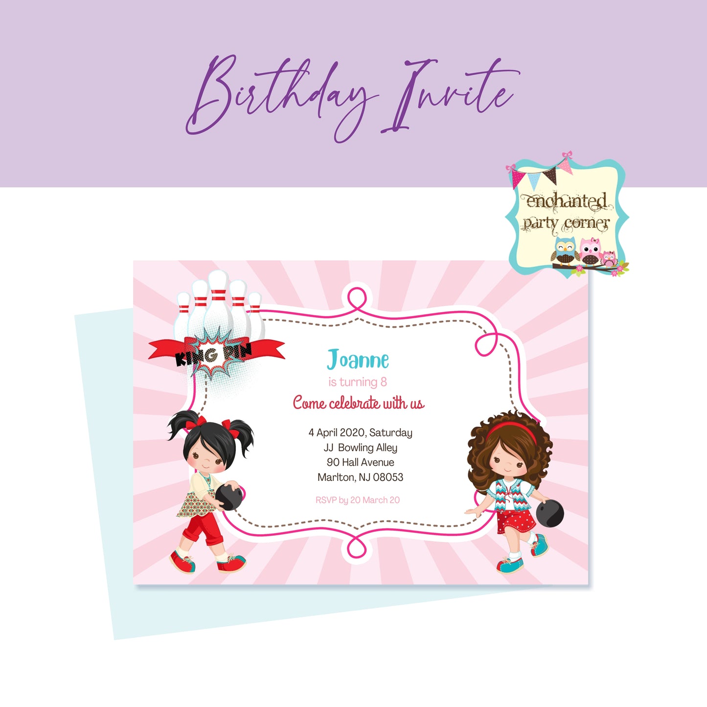 Bowling Digital Birthday Invitation Card