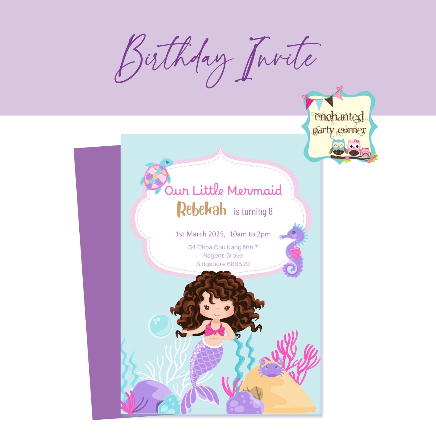 Our Little Mermaid Digital Birthday Invite - Girl