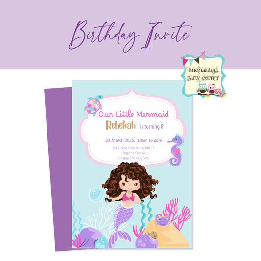 Our Little Mermaid Digital Birthday Invite - Girl