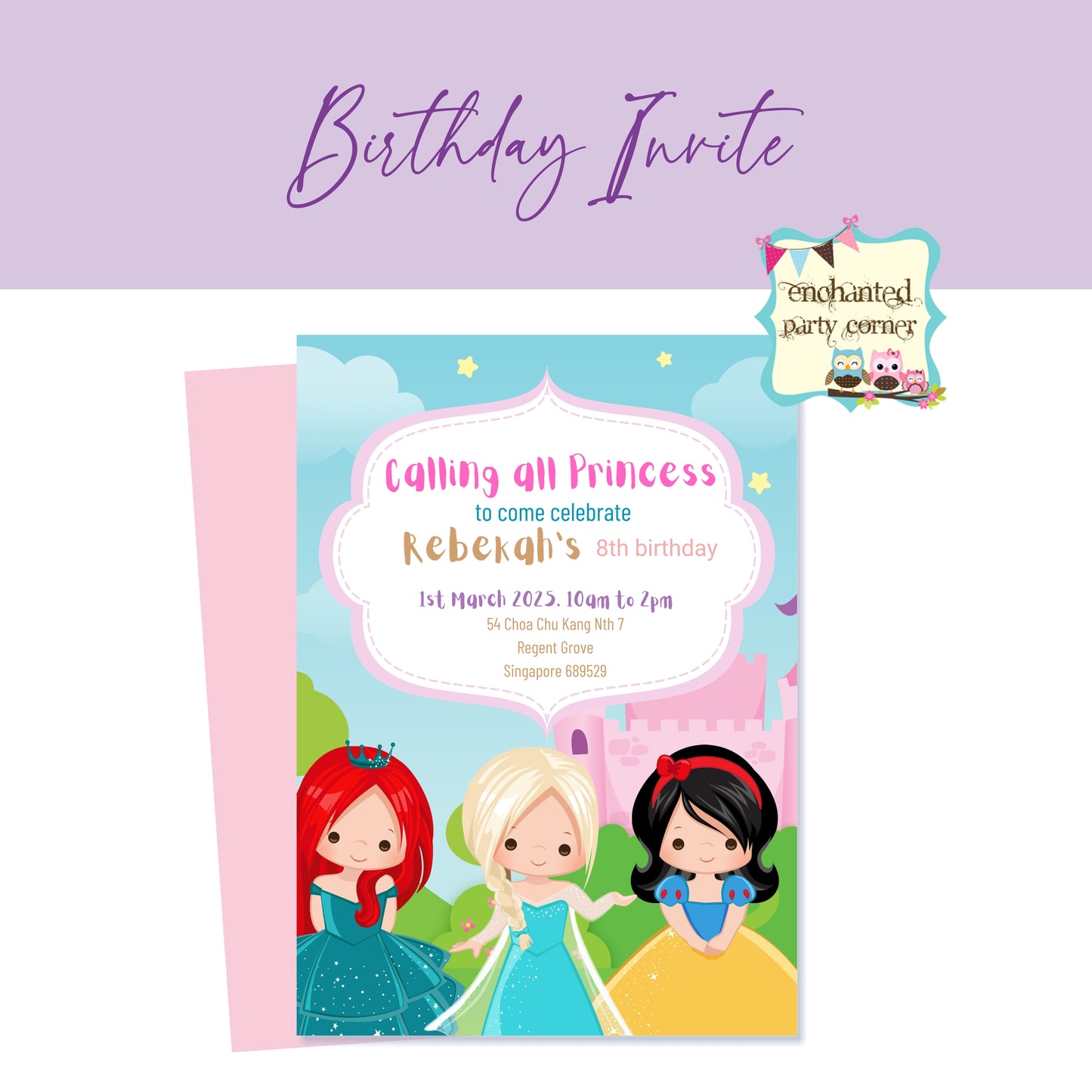 Calling All Princess (Design B) Digital Digital Birthday Invite - Girl