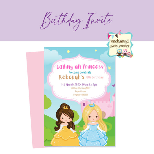 Calling All Princess (Design C) Digital Digital Birthday Invite - Girl