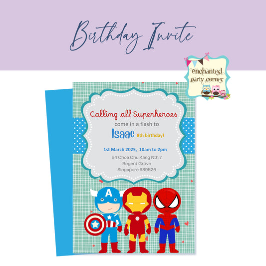 Calling All Super Heroes Digital Birthday Invite - Boy