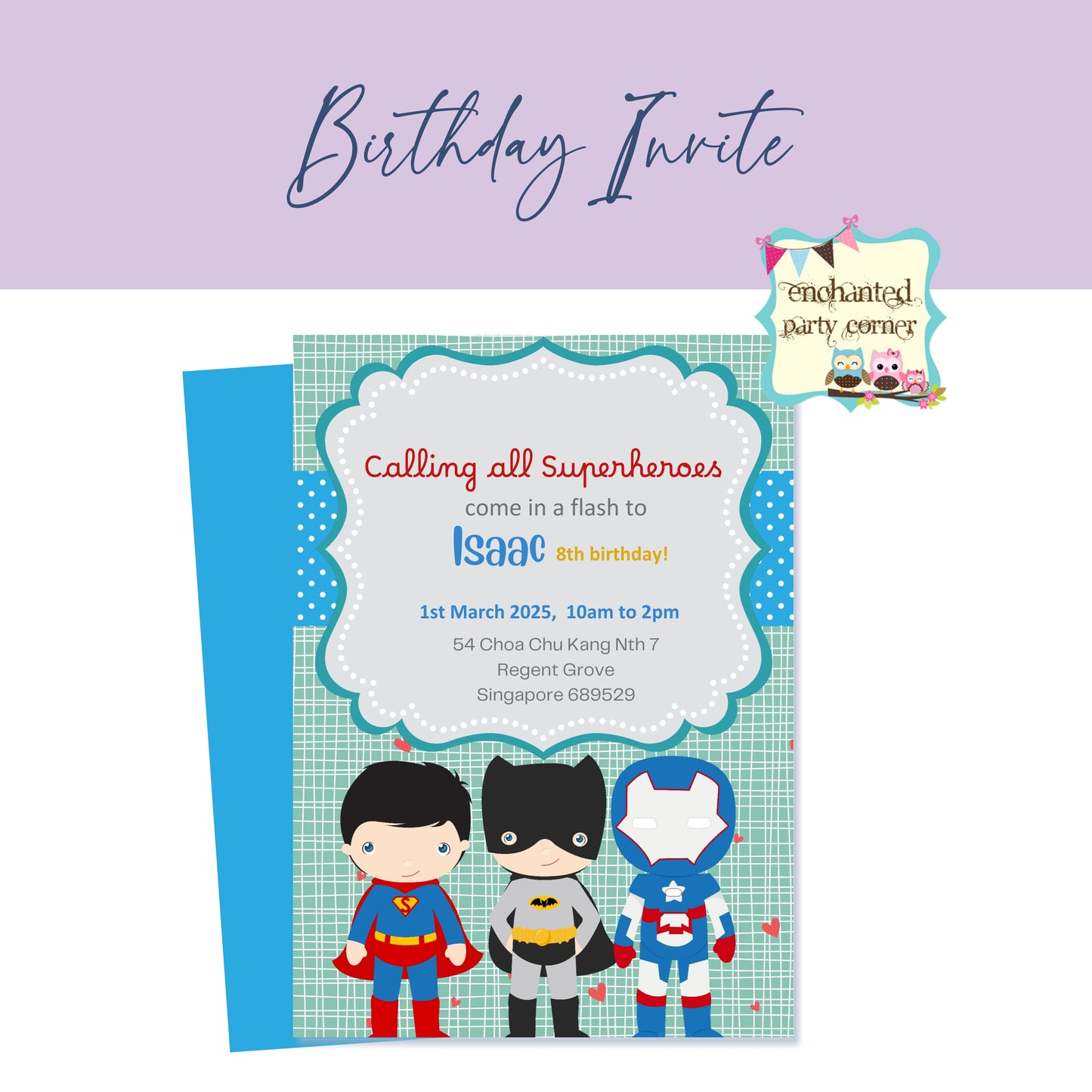 Calling All Super Heroes (Design A) Digital Birthday Invite - Boy