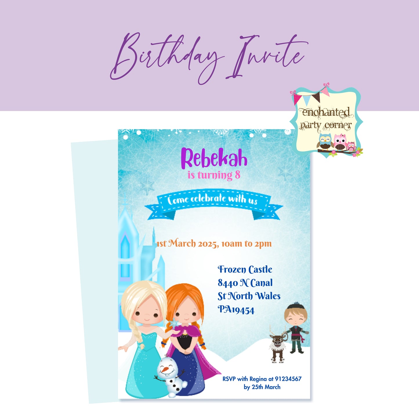 Snowy Princess Digital Birthday Invite - Girl