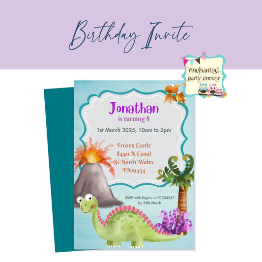 Chomp Roar & Stomp Dinosaur (Design A) Digital Birthday Invite - Boy