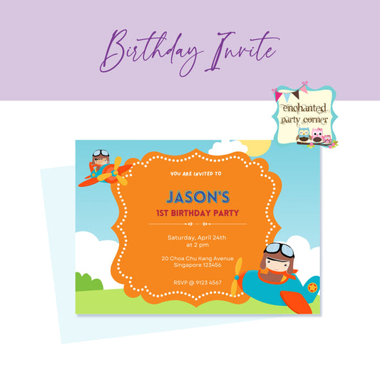 Fly In The Sky Birthday Invitation Card