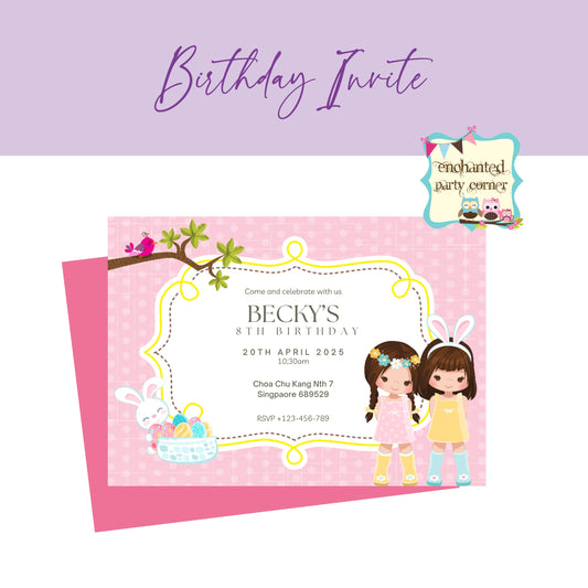 Girl Birthday Invitation Card - Easter