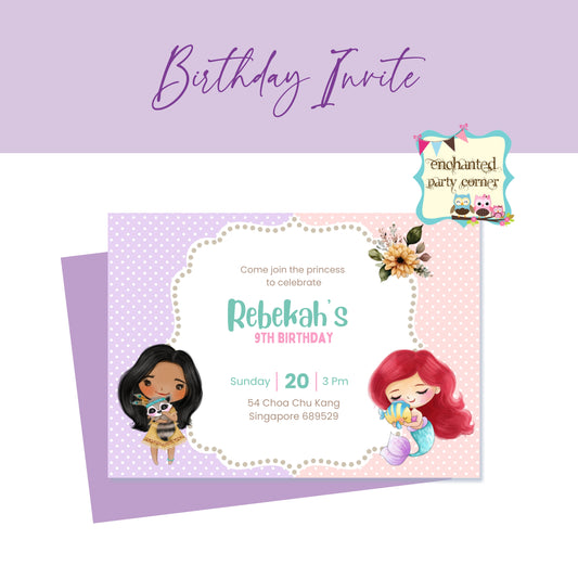 Princess Birthday Invitation Card - V6