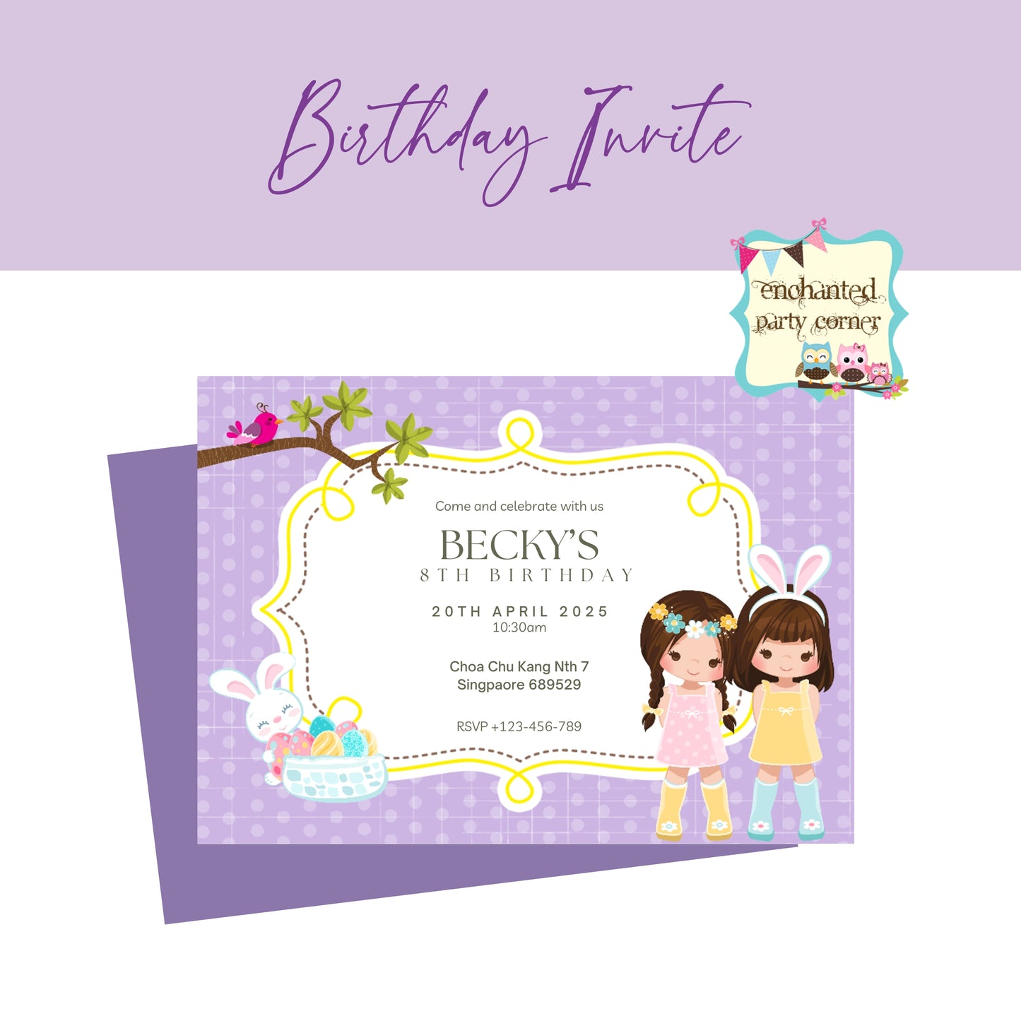 Girl Birthday Invitation Card - Easter