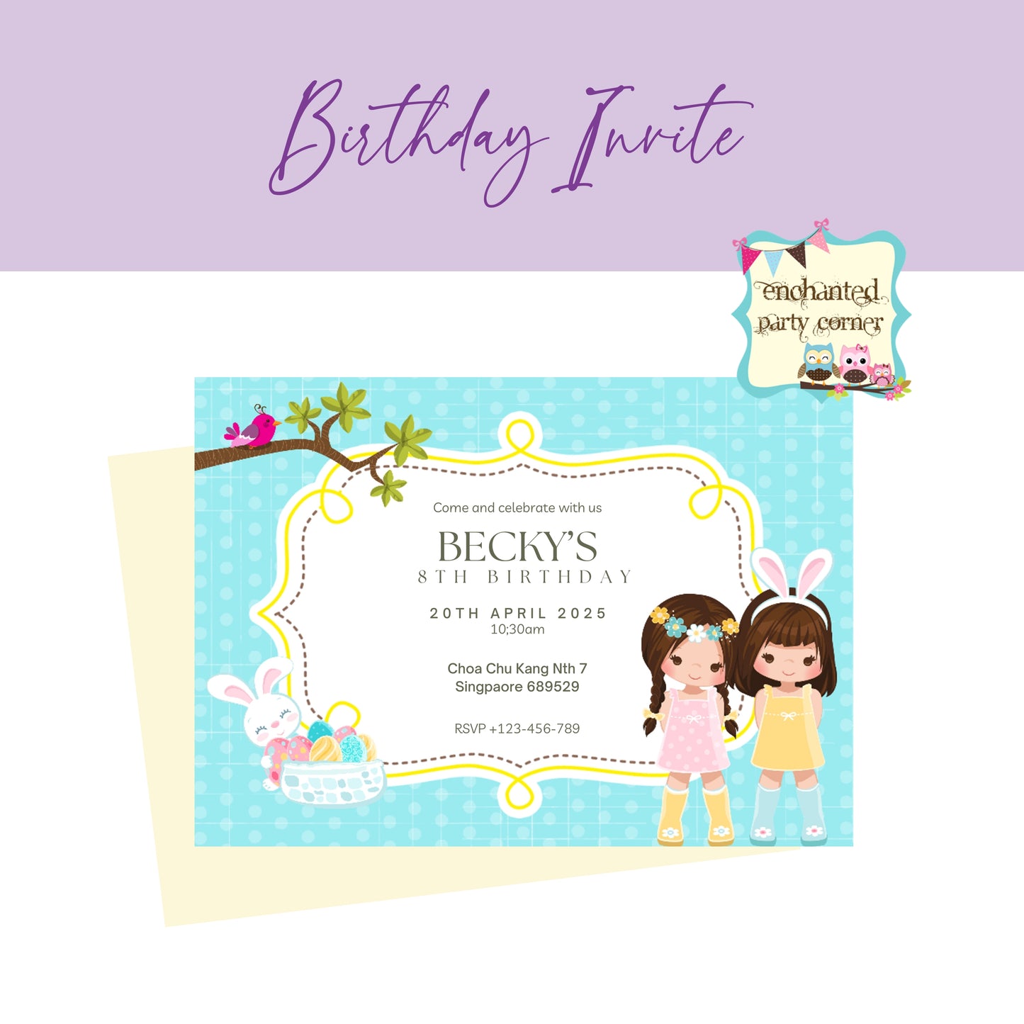 Girl Birthday Invitation Card - Easter