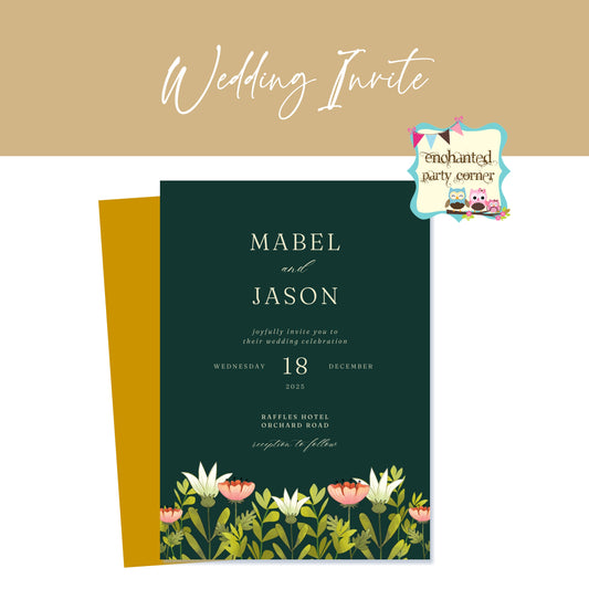 Floral Digital Wedding Invite - Floral A