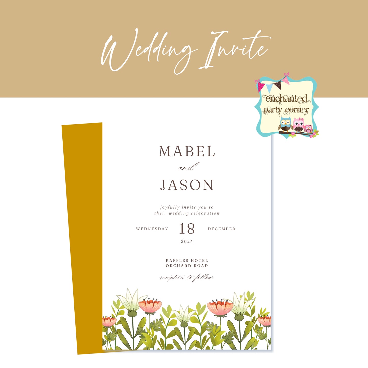 Floral Digital Wedding Invite - Floral A