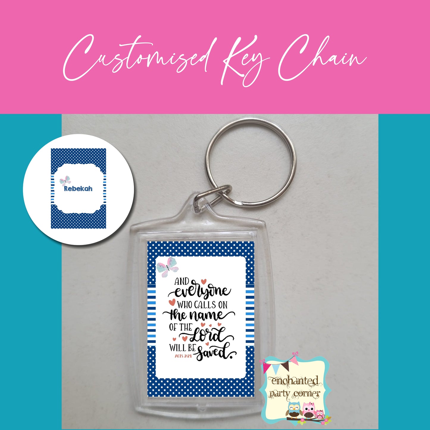 Customised Keychains - Blue A x 15pcs