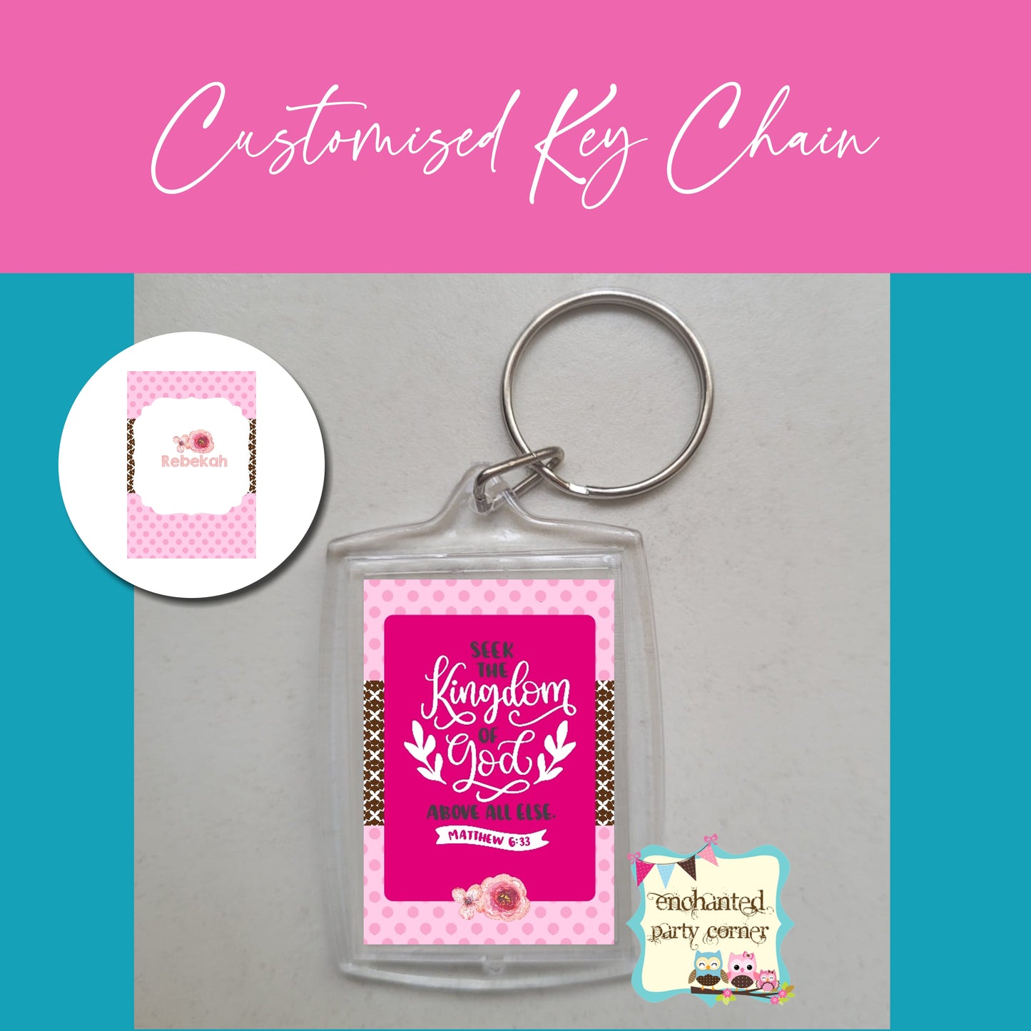 Customised Keychains - Pink x 15pcs