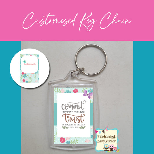 Customised Keychains - Green Floral x 15pcs