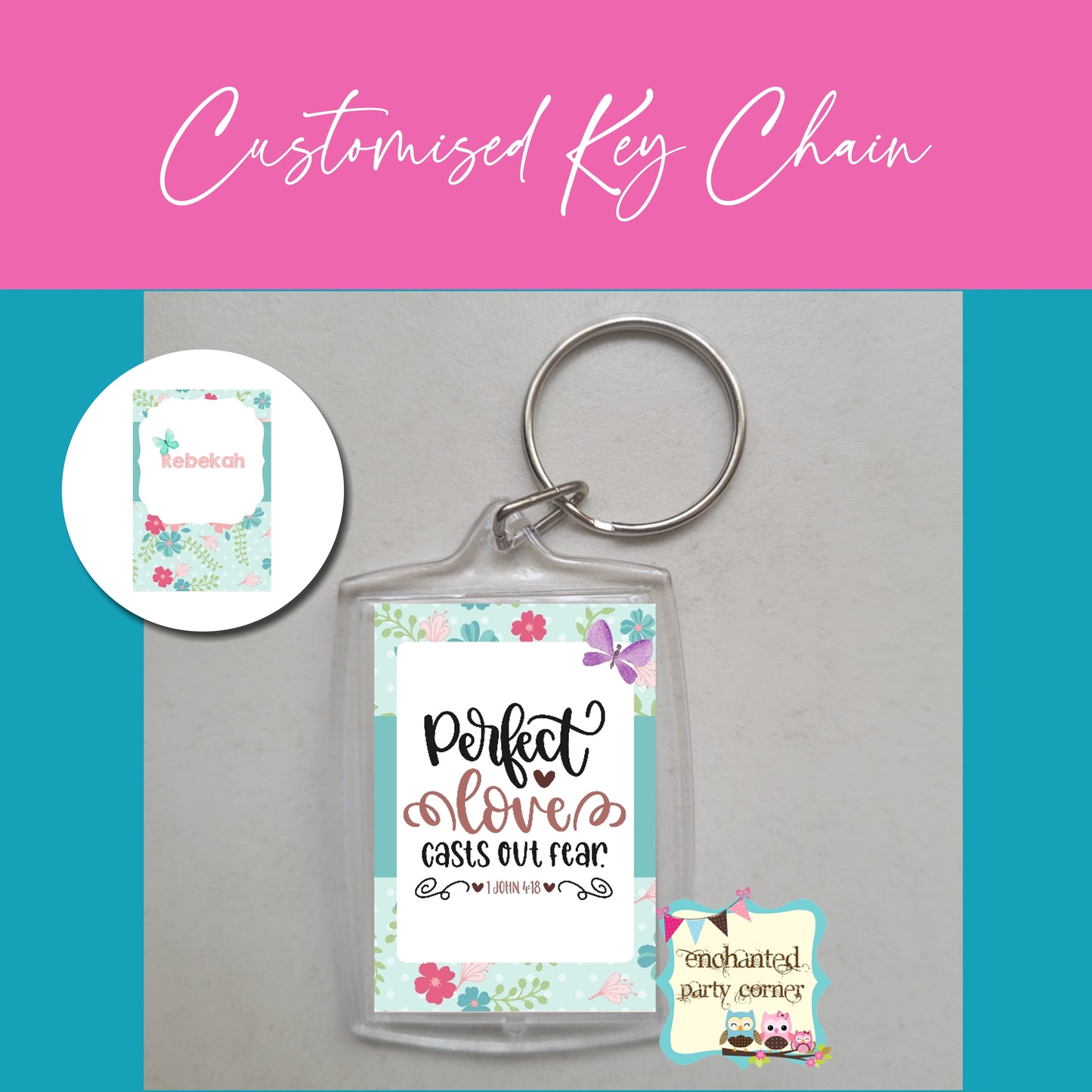 Customised Keychains - Green Floral A x 15pcs