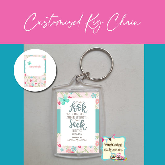 Customised Keychains - Cream & Green Floral x 15pcs